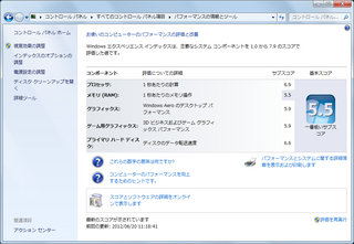 ParallelsでのWindows 7スコア